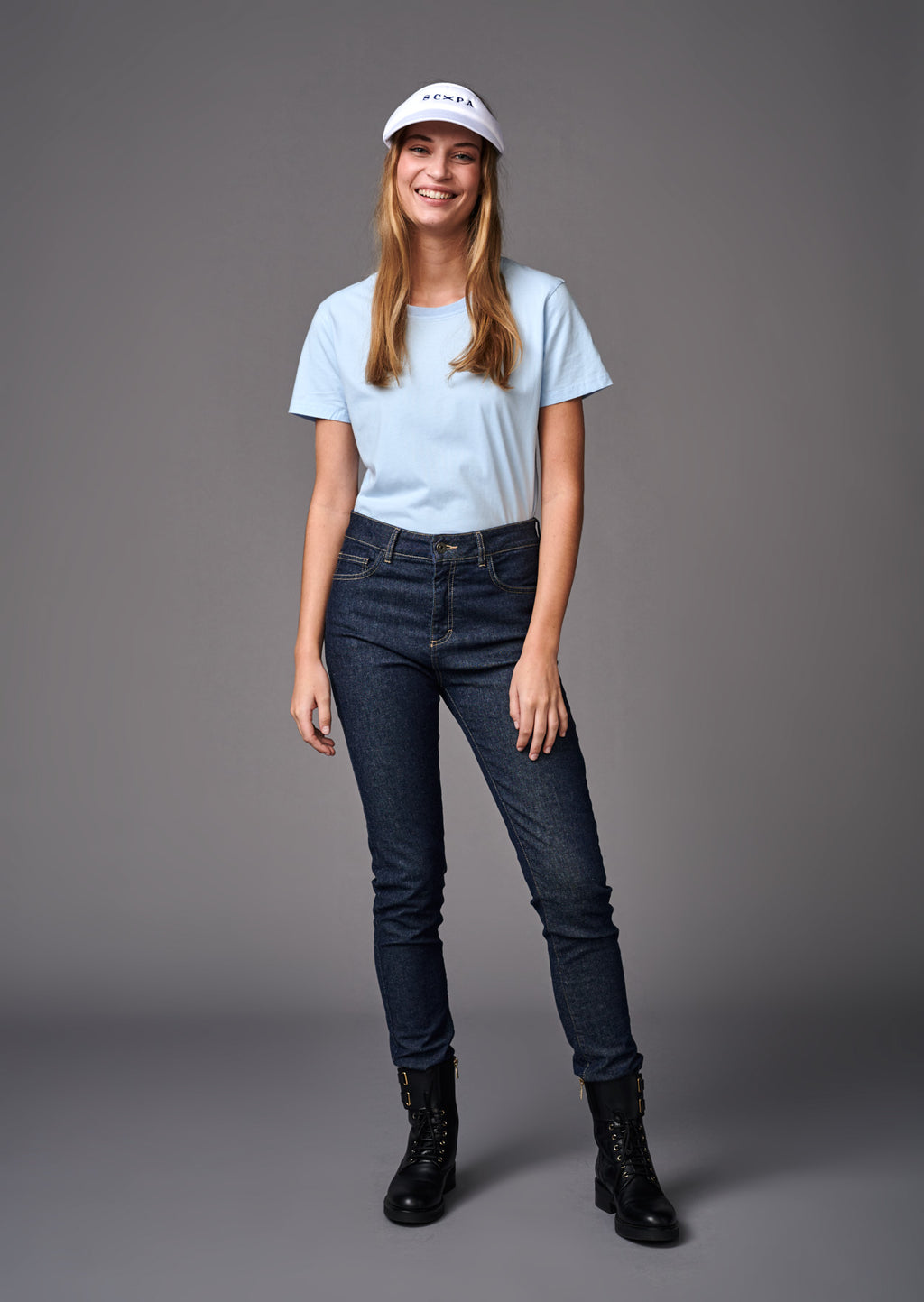 SHORT SLEEVE COTTON T-SHIRT GISELLE - LIGHT BLUE