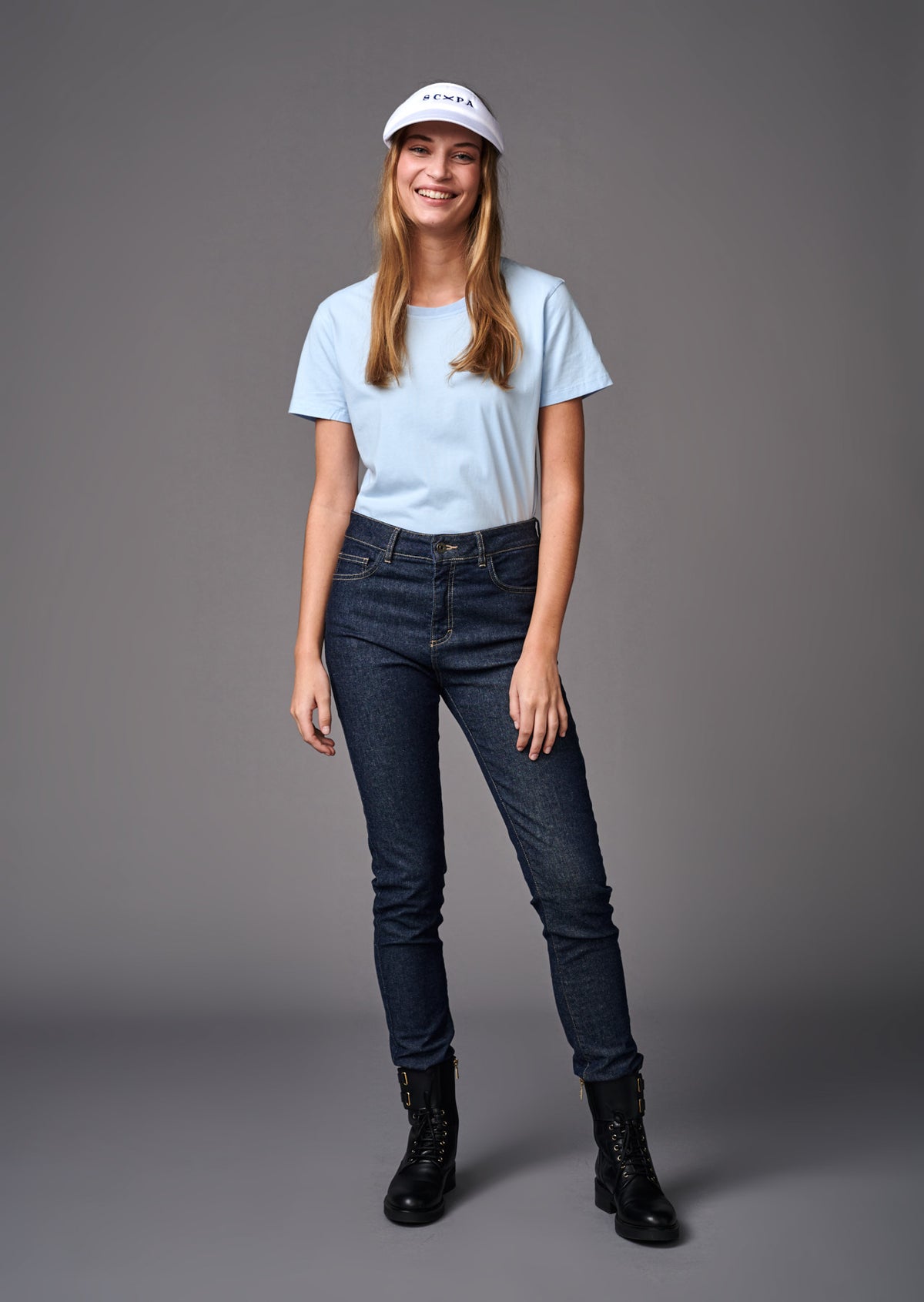 SHORT SLEEVE COTTON T-SHIRT GISELLE - LIGHT BLUE - SHIRTS - SCAPA FASHION - SCAPA OFFICIAL
