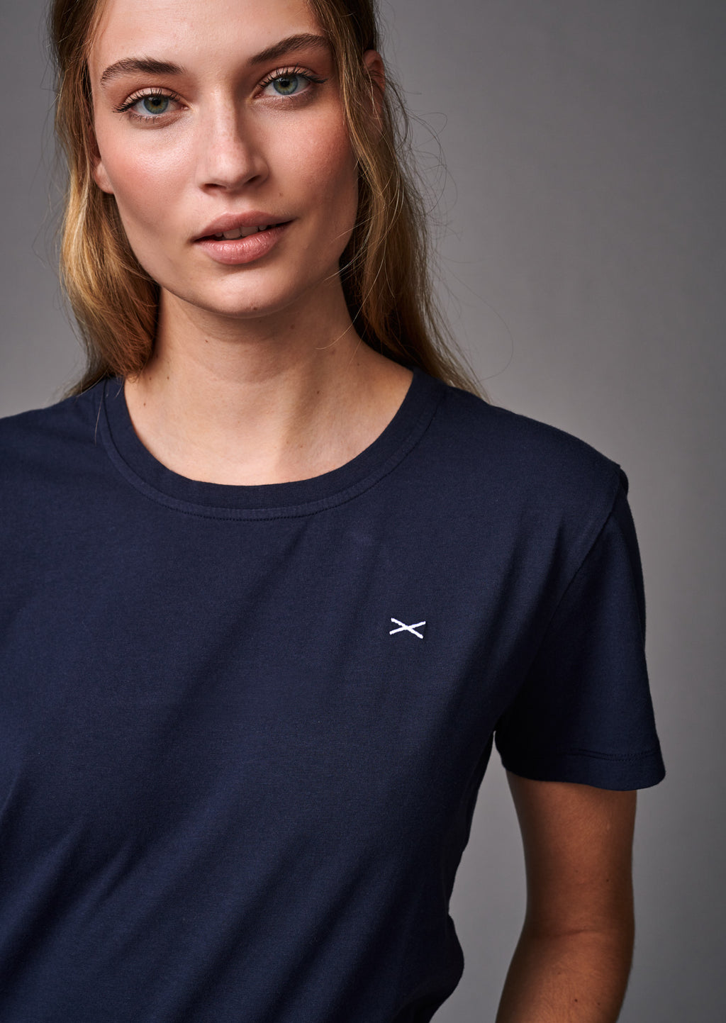 SHORT SLEEVE COTTON T-SHIRT GISELLE - NAVY