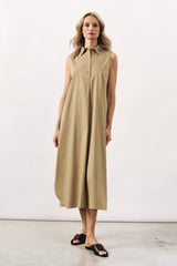 SLEEVELESS MIDI DRESS BROOKLYN - NAVY/CAMEL - DRESSES - SCAPA FASHION - SCAPA OFFICIAL