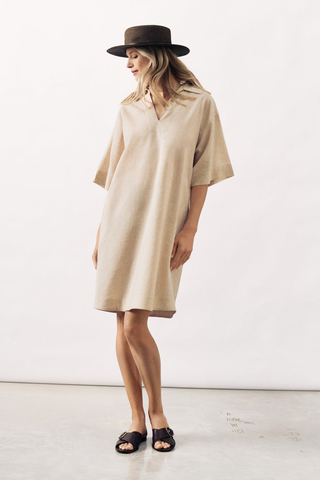LINEN COTTON DRESS ISABEAU - NATURAL - DRESSES - SCAPA FASHION - SCAPA OFFICIAL