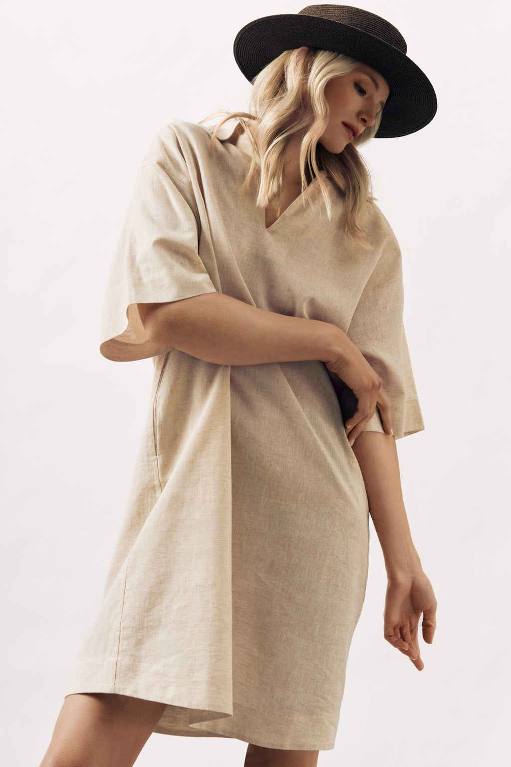 LINEN COTTON DRESS ISABEAU - NATURAL - DRESSES - SCAPA FASHION - SCAPA OFFICIAL