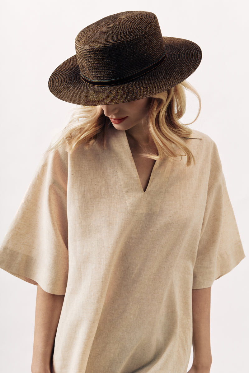 LINEN COTTON DRESS ISABEAU - NATURAL - DRESSES - SCAPA FASHION - SCAPA OFFICIAL
