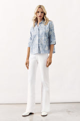 EMBROIDERED COTTON SHIRT DITTA - BLUE - SHIRTS - SCAPA FASHION - SCAPA OFFICIAL