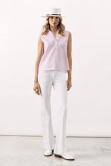 STRIPED SLEEVELESS COTTON SHIRT ADINDA - LIGHT BEIGE/LIGHT PINK/LIGHT BLUE - SHIRTS - SCAPA FASHION - SCAPA OFFICIAL