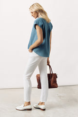 COTTON V-LINE SHIRT SIMONE - DENIM BLUE - SHIRTS - SCAPA FASHION - SCAPA OFFICIAL