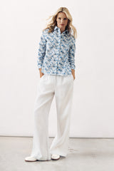 FLORAL PRINTED COTTON SHIRT HELINA - DENIM BLUE - SHIRTS - SCAPA FASHION - SCAPA OFFICIAL