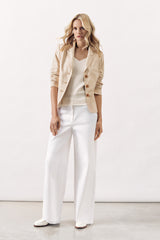 CHECKERED TAILORED BLAZER  BOSTON - BEIGE AND SKY - JACKETS - SCAPA FASHION - SCAPA OFFICIAL