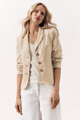 CHECKERED TAILORED BLAZER  BOSTON - BEIGE AND SKY - JACKETS - SCAPA FASHION - SCAPA OFFICIAL