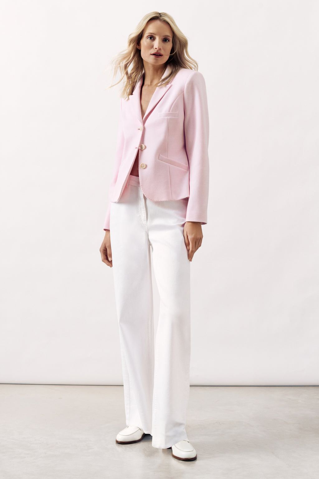 PINSTRIPE BLAZER  BOSTON BIS - LIGHT PINK - JACKETS - SCAPA FASHION - SCAPA OFFICIAL