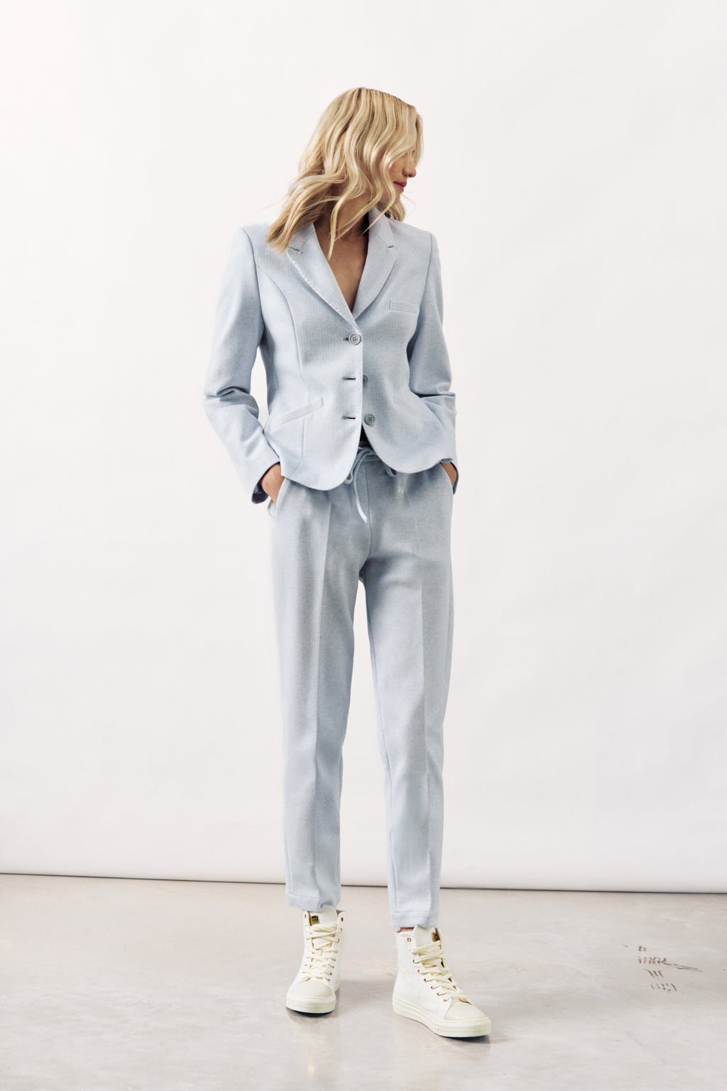 STRETCH COTTON TROUSER BROOKE - OFF WHITE/LIGHT BLUE/LIGHT PINK - TROUSERS - SCAPA FASHION - SCAPA OFFICIAL