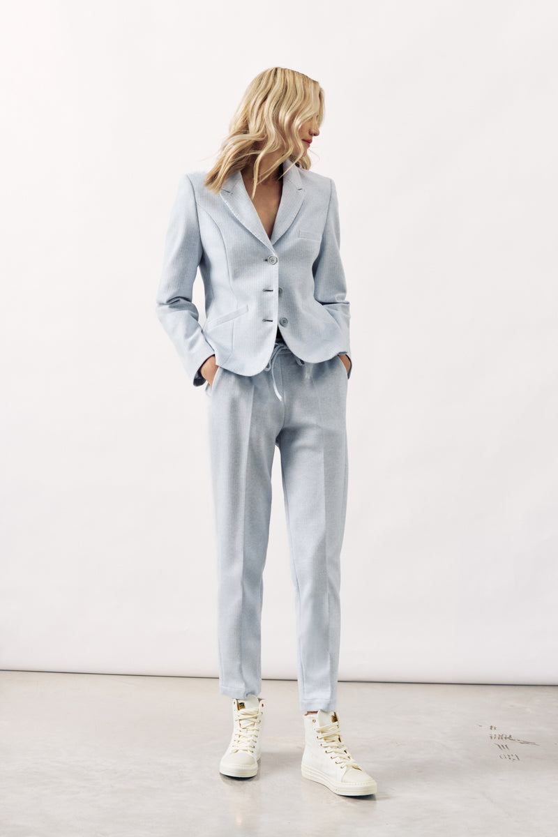 STRETCH COTTON TROUSER BROOKE - OFF WHITE/LIGHT BLUE/LIGHT PINK - TROUSERS - SCAPA FASHION - SCAPA OFFICIAL