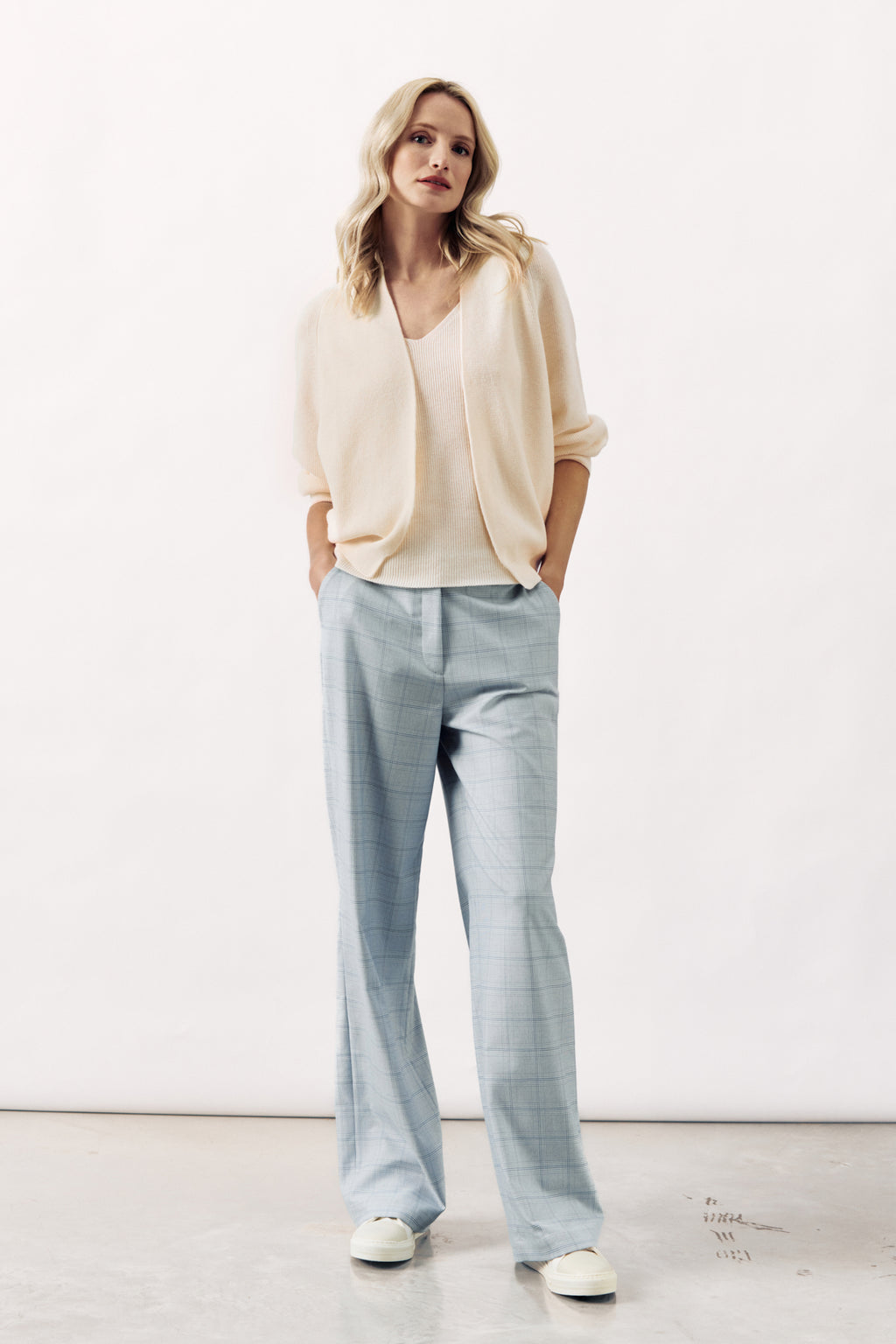 TAILORD CHECKED TROUSER PRINCESS - SKY - TROUSERS - SCAPA FASHION - SCAPA OFFICIAL