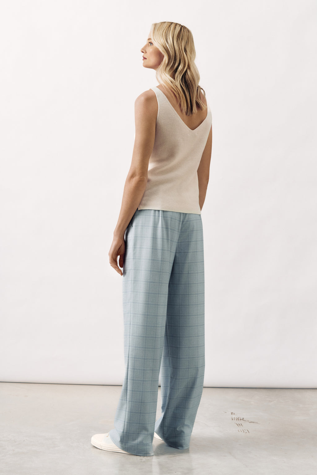 TAILORD CHECKED TROUSER PRINCESS - SKY - TROUSERS - SCAPA FASHION - SCAPA OFFICIAL
