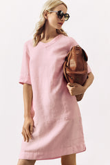 RELAXED V-NECK LINEN DRESS SOPHIAS - 7 colours - DRESSES - SCAPA FASHION - SCAPA OFFICIAL