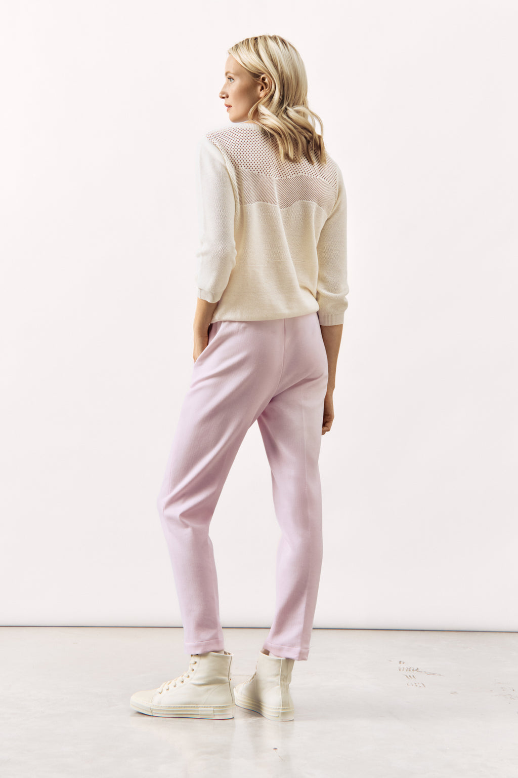 STRETCH COTTON TROUSER BROOKE - LIGHT PINK - TROUSERS - SCAPA FASHION - SCAPA OFFICIAL