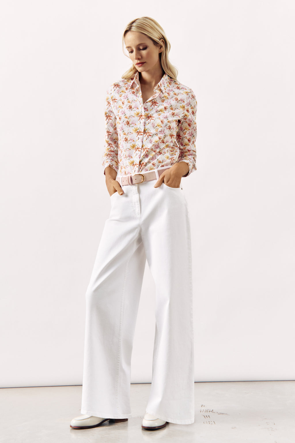 FLORAL PRINTED COTTON SHIRT HELINA - OLD PINK - SHIRTS - SCAPA FASHION - SCAPA OFFICIAL