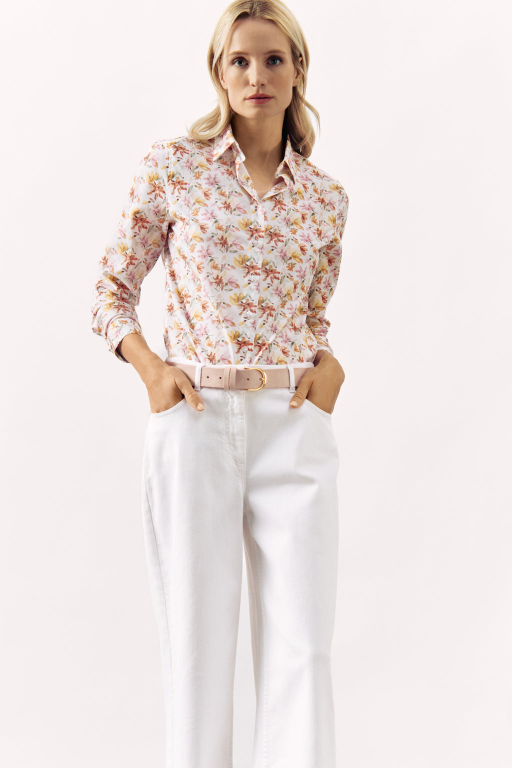 FLORAL PRINTED COTTON SHIRT HELINA - OLD PINK - SHIRTS - SCAPA FASHION - SCAPA OFFICIAL