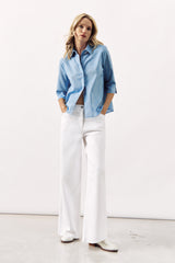 LINEN COTTON SHIRT DITTA - BLUE - SHIRTS - SCAPA FASHION - SCAPA OFFICIAL