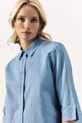 LINEN COTTON SHIRT DITTA - BLUE - SHIRTS - SCAPA FASHION - SCAPA OFFICIAL