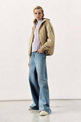 LIGHTWEIGHT HOODED JACKET  ZENDAYA - CAMEL AND NAVY - JACKETS - SCAPA FASHION - SCAPA OFFICIAL