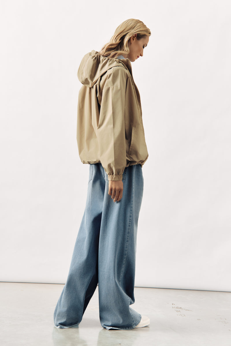 LIGHTWEIGHT HOODED JACKET  ZENDAYA - CAMEL AND NAVY - JACKETS - SCAPA FASHION - SCAPA OFFICIAL