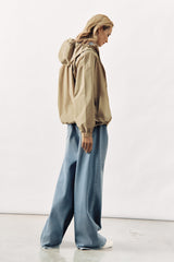 LIGHTWEIGHT HOODED JACKET  ZENDAYA - CAMEL AND NAVY - JACKETS - SCAPA FASHION - SCAPA OFFICIAL