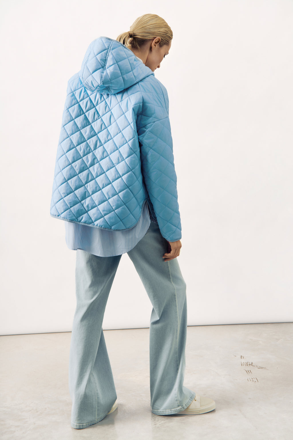 QUILTED HOODED JACKET JULIETTE - LIGHT BLUE - JACKETS - SCAPA FASHION - SCAPA OFFICIAL