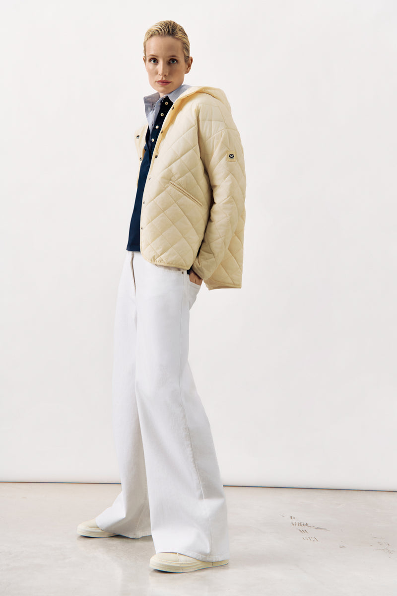QUILTED HOODED JACKET JULIETTE - OFF WHITE - JACKETS - SCAPA FASHION - SCAPA OFFICIAL