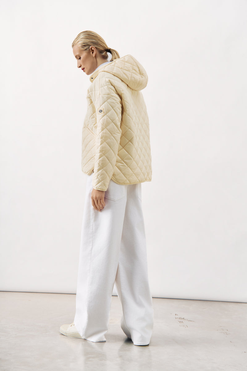 QUILTED HOODED JACKET JULIETTE - OFF WHITE - JACKETS - SCAPA FASHION - SCAPA OFFICIAL