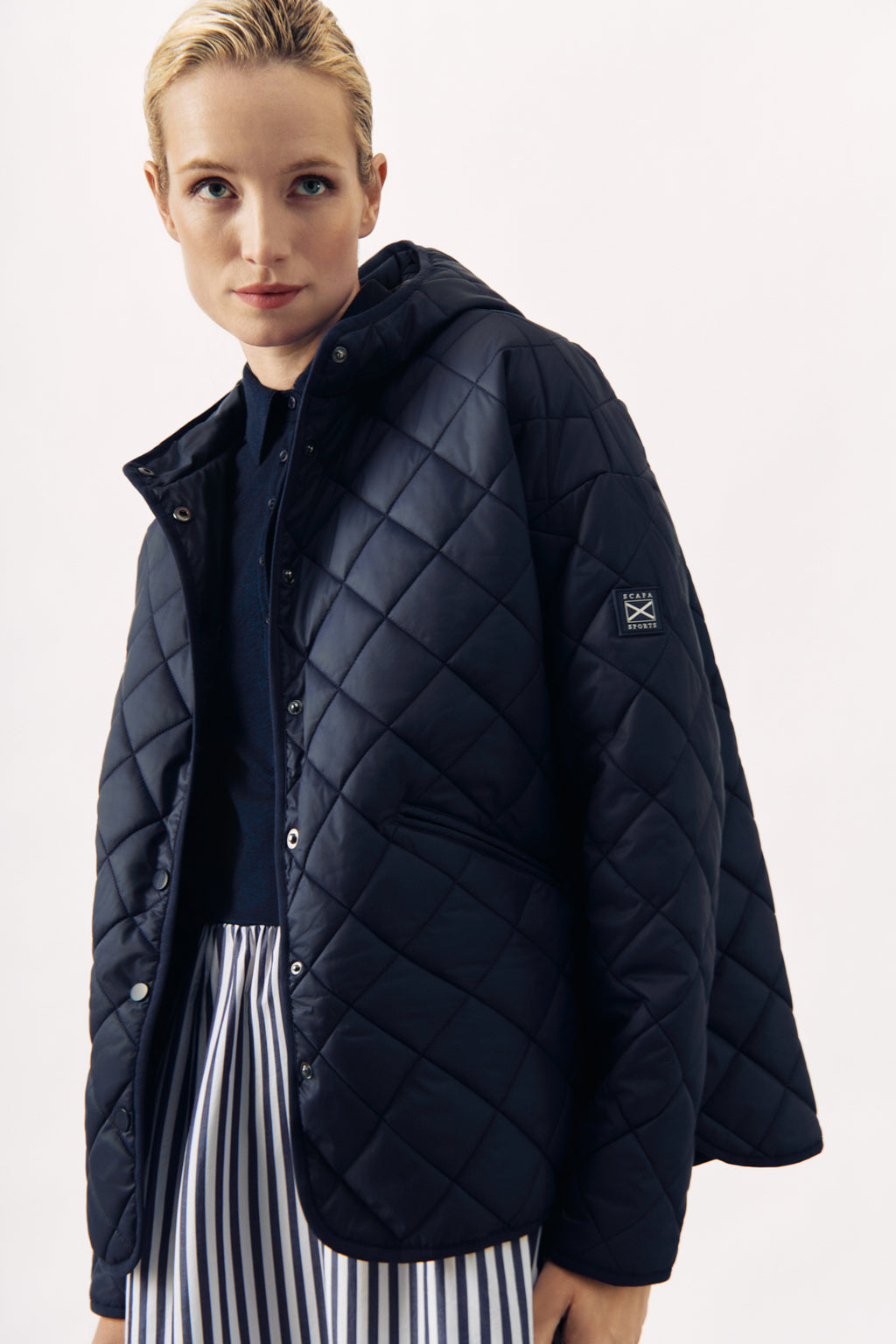 QUILTED HOODED JACKET JULIETTE - NAVY - JACKETS - SCAPA FASHION - SCAPA OFFICIAL