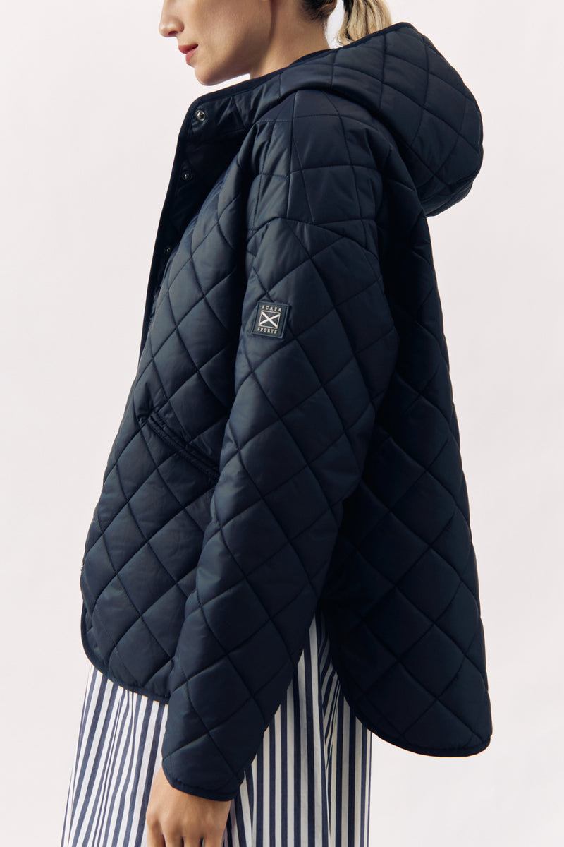QUILTED HOODED JACKET JULIETTE - NAVY - JACKETS - SCAPA FASHION - SCAPA OFFICIAL