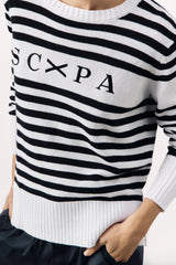 STRIPED KNIT SWEATER PULL ISLAND - NAVY - PULLS - SCAPA FASHION - SCAPA OFFICIAL