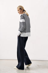 STRIPED KNIT SWEATER PULL ISLAND - NAVY - PULLS - SCAPA FASHION - SCAPA OFFICIAL