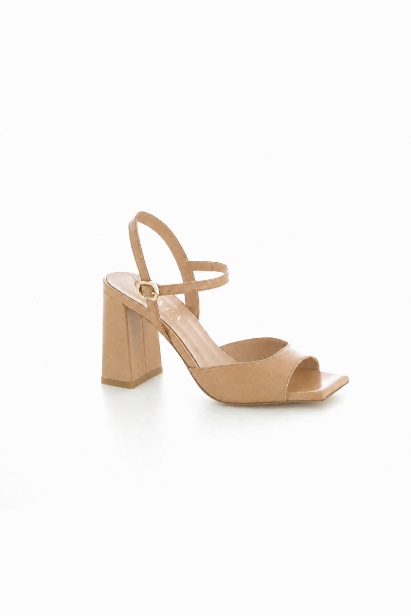LEATHER CHUNKY HEEL PIGALLE - LIGHT BEIGE