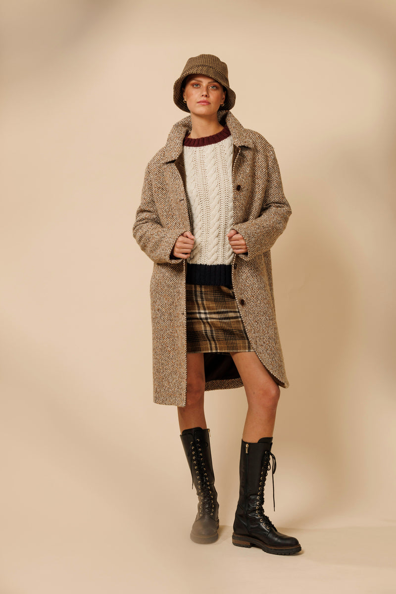 WOOL COAT RILEY - BROWN - COATS - SCAPA FASHION - SCAPA OFFICIAL