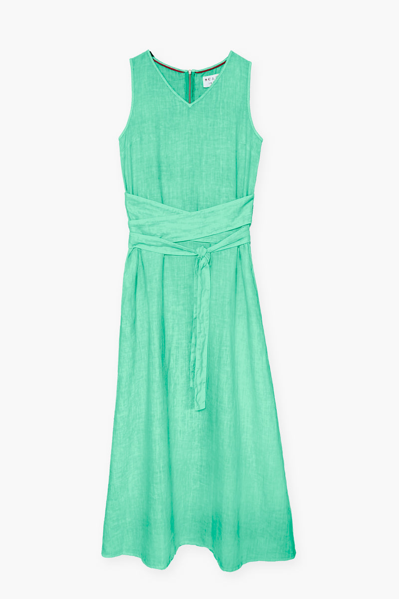 LINEN DRESS WITH BELT DETAIL VERONICA - DRESSES - SCAPA FASHION - SCAPA OFFICIAL