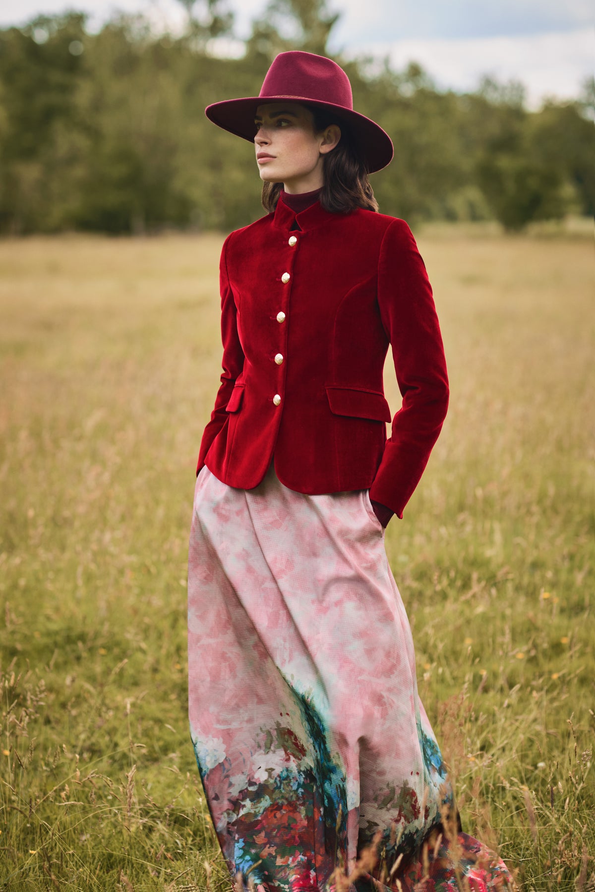 COTTON  VELVET JACKET DAKOTA - RED - JACKETS - SCAPA FASHION - SCAPA OFFICIAL