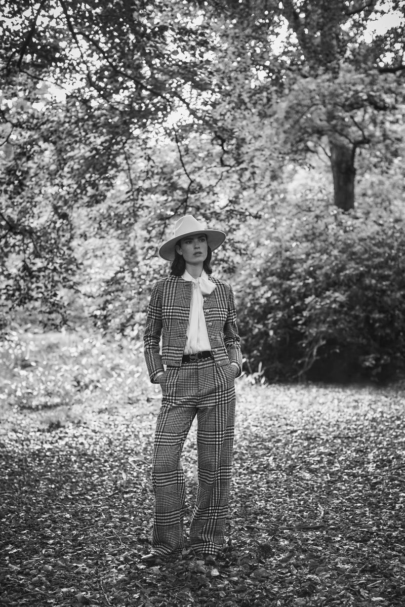 WOOL BLACK & WHITE PLAID TROUSER JOLENE