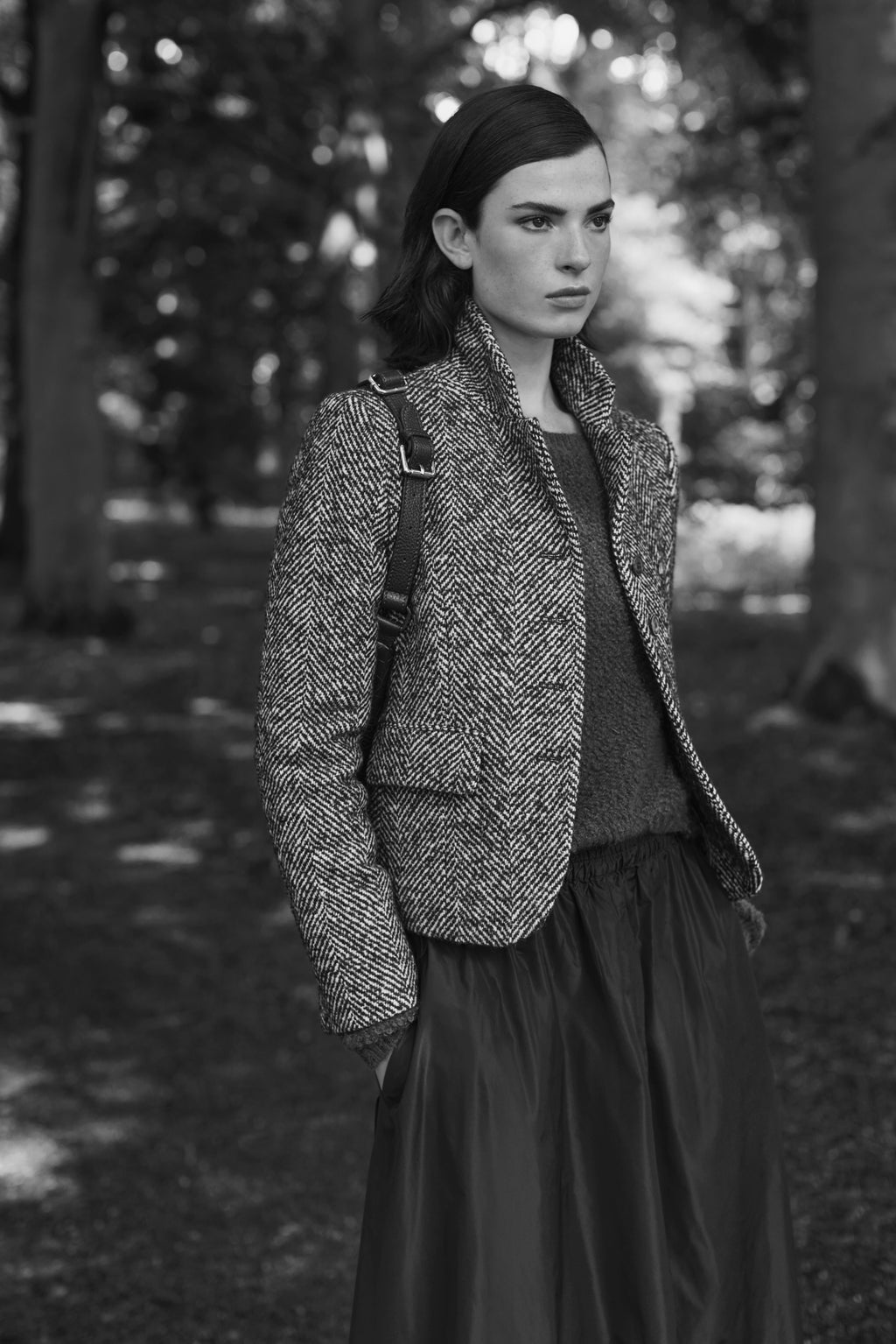 HERRINGBONE WOOL ALPACA BLEND JACKET IVY-DARK BROWN - JACKETS - SCAPA FASHION - SCAPA OFFICIAL
