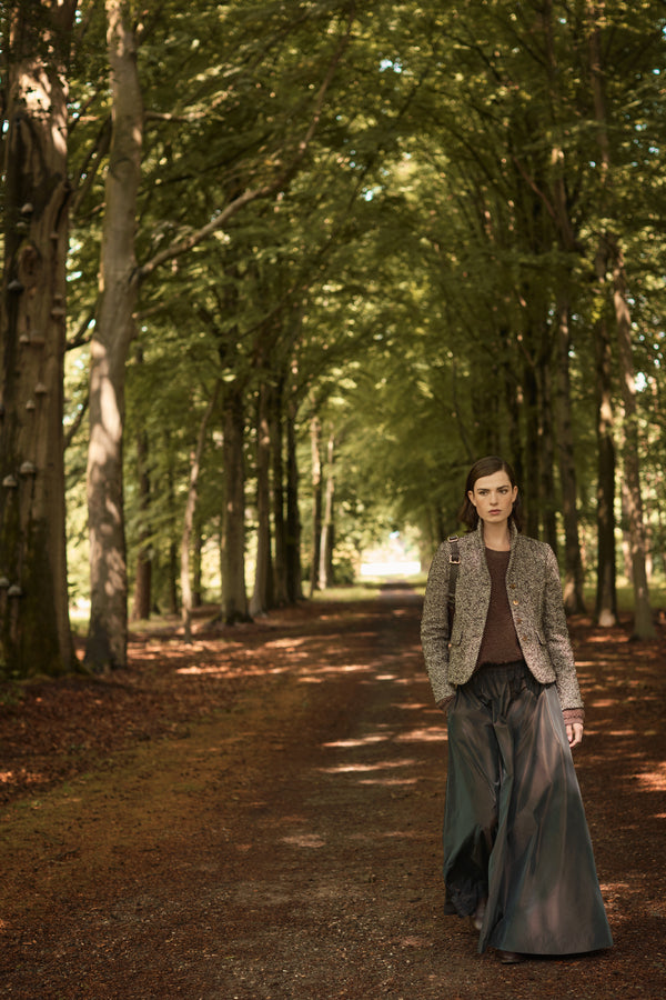 TAFFETA ODINA MAXI SKIRT - DARK BROWN - SKIRTS - SCAPA FASHION - SCAPA OFFICIAL