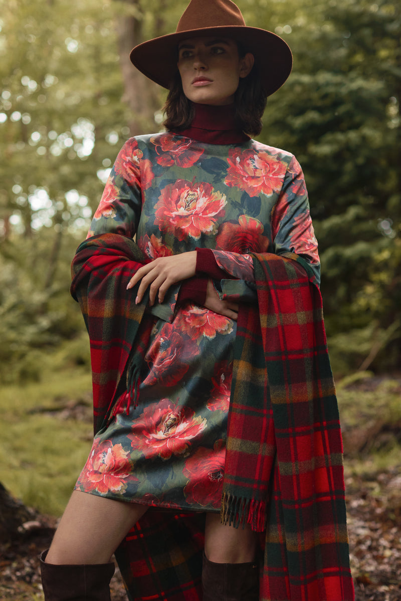 FINE ITALIAN SILK FLORAL DESIGN DRESS MAYHA