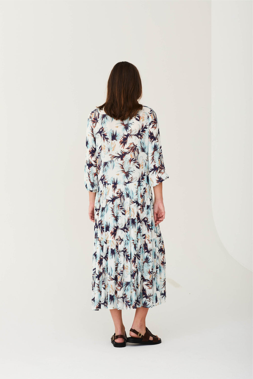 DRESS  LAKSMI - AQUA OR ORANGE MULTICOLOR PRINT