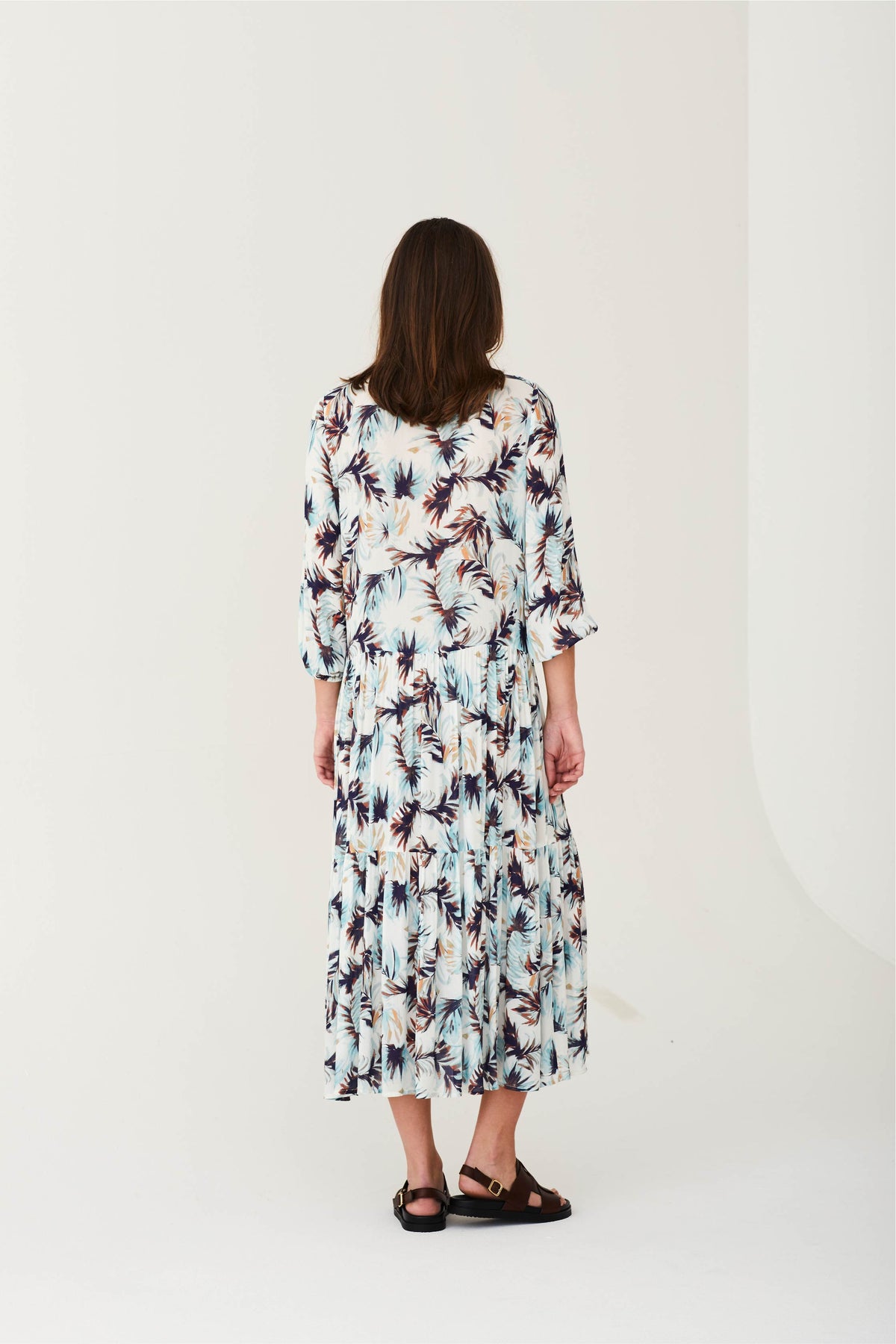 DRESS  LAKSMI - AQUA OR ORANGE MULTICOLOR PRINT - DRESSES - SCAPA FASHION - SCAPA OFFICIAL