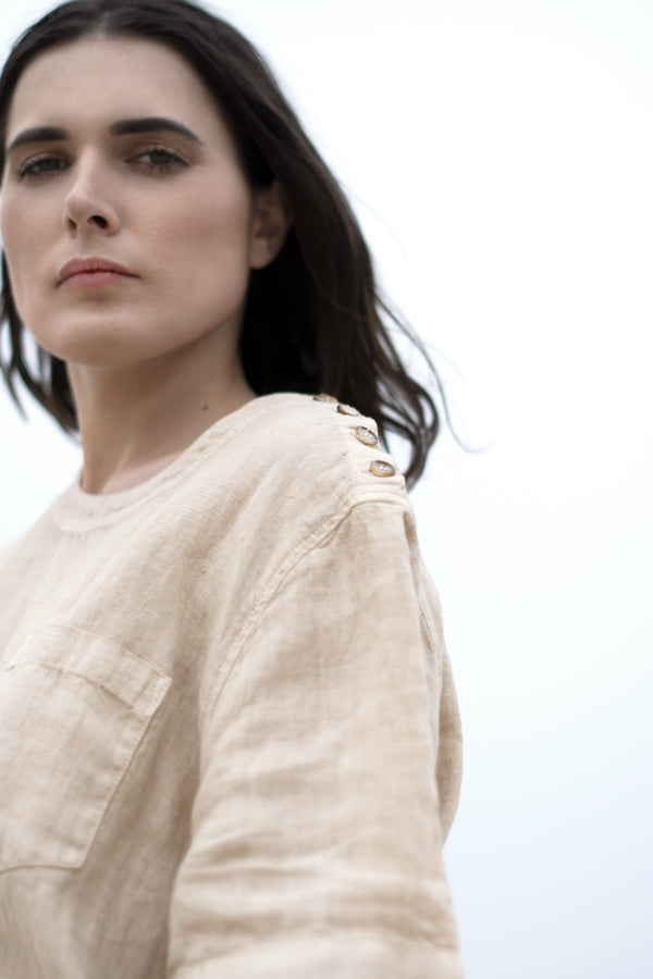 WASHED LINEN BUTTON DETAIL SHIRT WILLAH - SHIRTS - SCAPA FASHION - SCAPA OFFICIAL