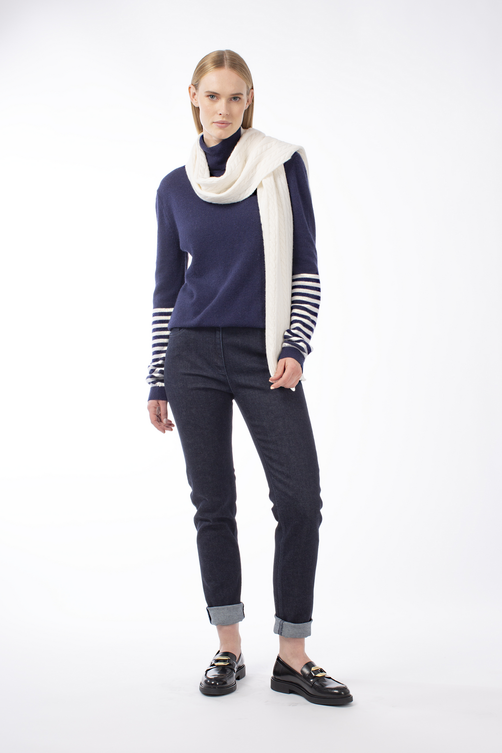 TROUSER ROMY - DARK JEANS BLUE AND DENIM BLUE