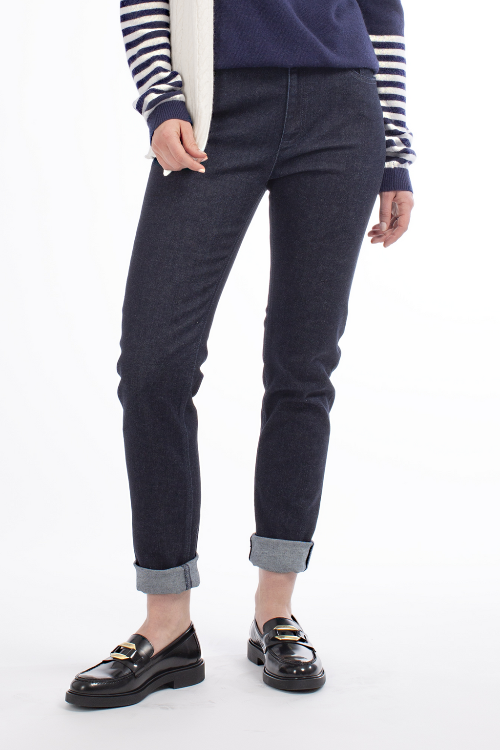 TROUSER ROMY - DARK JEANS BLUE AND DENIM BLUE