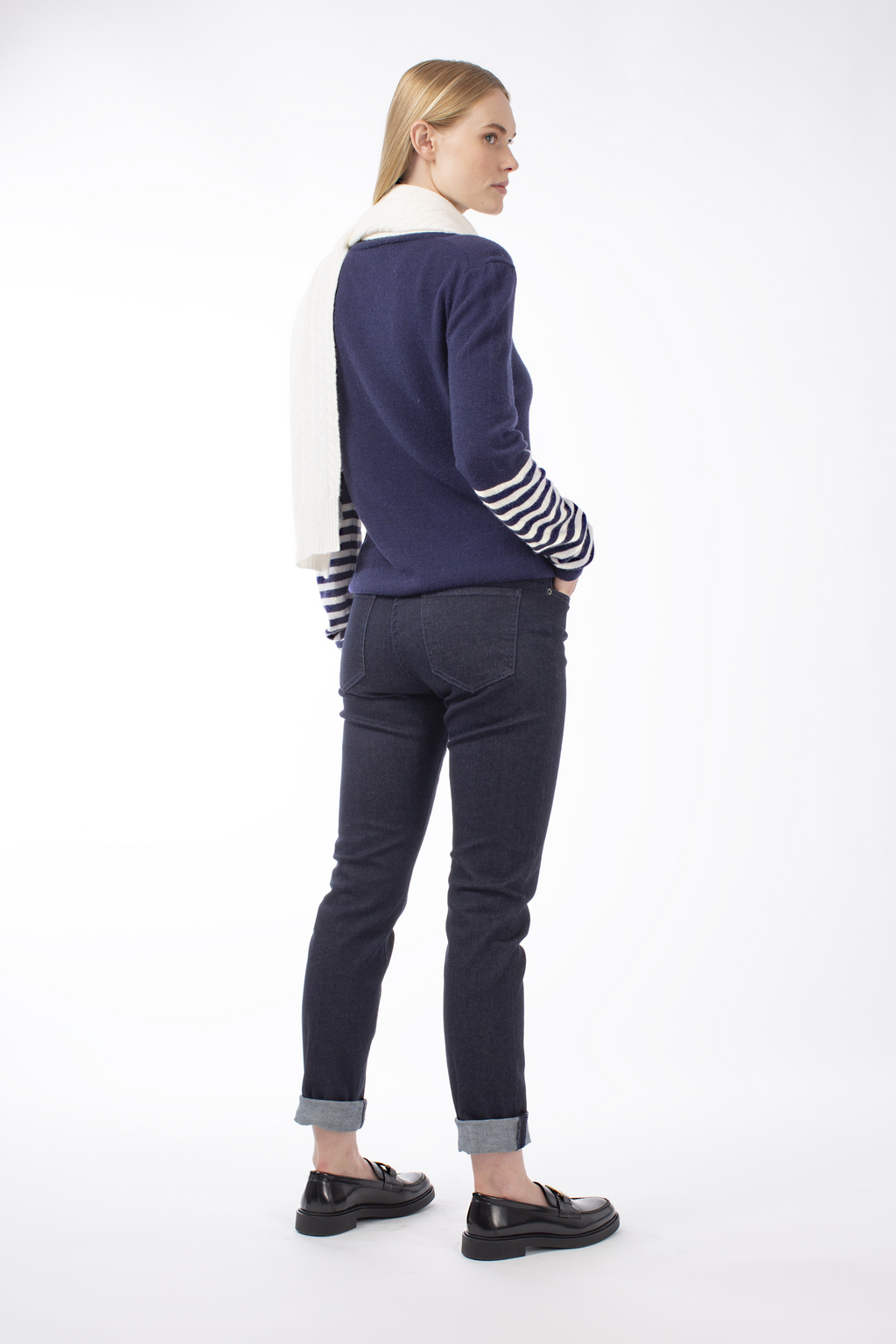 TROUSER ROMY - DARK JEANS BLUE AND DENIM BLUE