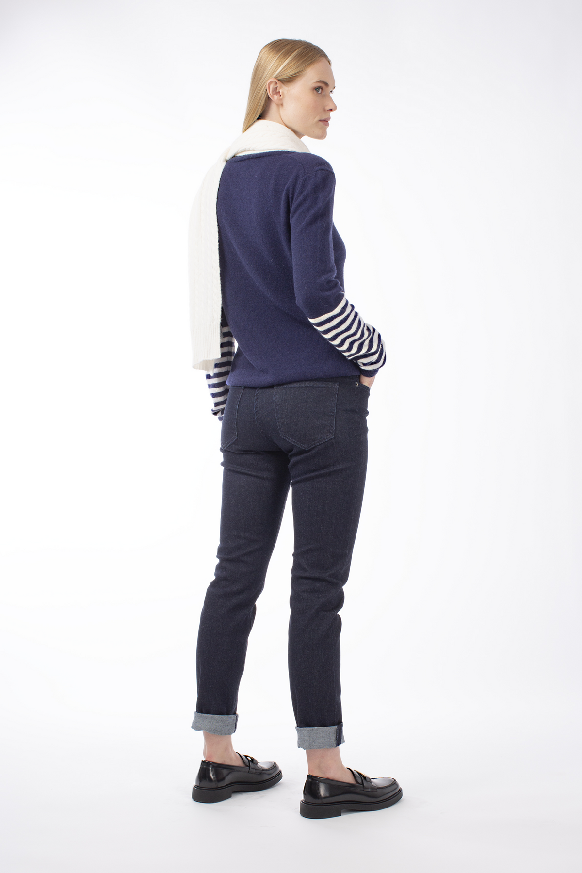 TROUSER ROMY - DARK JEANS BLUE AND DENIM BLUE