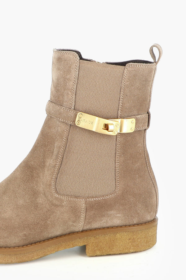 SUEDE CHELSEA BOOT WITH GOLD DETAIL - SHOES - SCAPA FASHION - SCAPA OFFICIAL